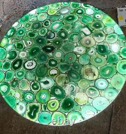 Green Agate Round Sofa Center Table Agate Bar Countertops Handmade Art Home Deco