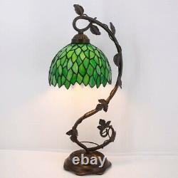Green Leaf Tiffany Style Table Lamp Bedroom Livingroom Light Stained Glass Desk