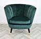 Green Velvet Scallop Shell Back Tub Chair Armchair Upholstered Chairs Bedroom Lo
