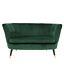 Green Velvet Scalloped Love Seat Sofa Mid Century Black With Brass Legs Chest