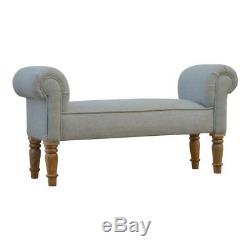 Grey Tweed Upholstered Bedroom Bench / Footstool / Ottoman