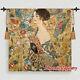 Gustav Klimt Lady With Fan Fine Art Tapestry Wall Hanging, 54x54, Uk