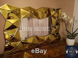 HHW 3D effect large Wall Mirror Gold designer modern Art Decorative 120cm x 80cm