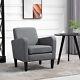 Homcom Linen Modern-curved Armchair Accent Seat With Thick Cushion Wood Legs Grey