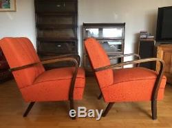Halabala Style Art Deco Bentwood Armchair /Loft/ Scandi Vgc In Burned Orange