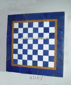 Hallway Decoration Marble Coffee Table Tops Chess Design Inlaid Lapis Arts H4701