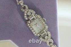 Hamilton Vintage Art Deco Ladies Elegant Watch Platinum & Diamonds Bracelet
