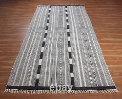 Hand Woven Cotton Dhurries Kitchen Gray Kilim Living Room Area Rugs Outdoor Mats