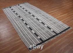 Hand Woven Cotton Dhurries Kitchen Gray Kilim Living Room Area Rugs Outdoor Mats