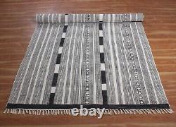 Hand Woven Cotton Dhurries Kitchen Gray Kilim Living Room Area Rugs Outdoor Mats