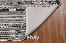 Hand Woven Cotton Dhurries Kitchen Gray Kilim Living Room Area Rugs Outdoor Mats