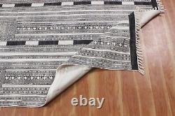 Hand Woven Cotton Dhurries Kitchen Gray Kilim Living Room Area Rugs Outdoor Mats