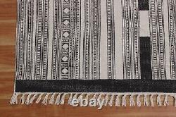 Hand Woven Cotton Dhurries Kitchen Gray Kilim Living Room Area Rugs Outdoor Mats