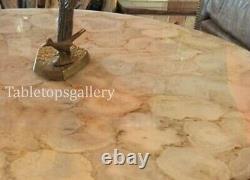 Handmade Agate Round Coffee Custom Sofa Table Natural agate to Add Royal Look