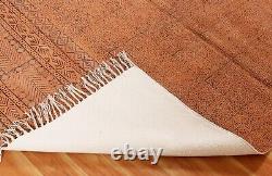 Handmade Cotton Durries Indien Brown Kilim Dining Room Area Rug Outdoor Yoga Mat