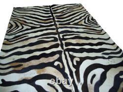 Handmade Cowhide Patchwork Rug Zebra Print Hair On Carpet Animal Print Rug R-01