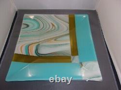 Handmade Fused Glass Art Deco Ornamental Plate / Serving Dish. One Of A Kind