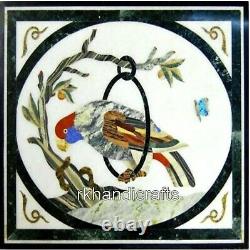 Hanging Bird Design Coffee Table Top White Marble Corner table for Decor 15 Inch