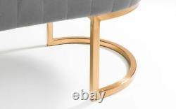 Harrogate Bench in an Elegant Grey Velvet Fabric with Gold Effect Legs
