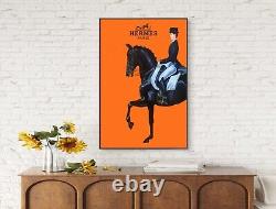 Hermès Orange Horse Fashion wall art home decor Canvas Poster Portrait Gallery