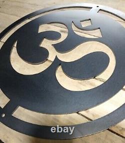 Hindu Symbol OM AUM Large Metal Sign Shiva Vishny Brahma Hinduism Wall Art Yoga