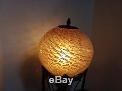 Hot Air Balloon Lamp Maitland Smith Style withAmber White Art Glass Lampshade