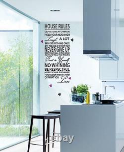House Rules Family Love Heart Art Wall Stickers Quotes Words Phrases Wall Decals