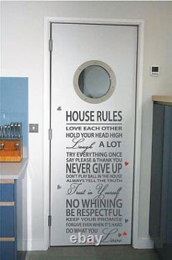 House Rules Family Love Heart Art Wall Stickers Quotes Words Phrases Wall Decals