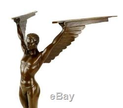 Icarus Statue Art Deco Bronze Sculpture Signed Gennarelli on Marblebase