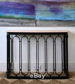 Impressive Early 20th Century Solid Iron Marble Console Hall Lamp Side Table