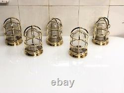 Industrial Nautical Brass Vintage Style Bulkhead Ceiling Light Fixture Lot Of 10