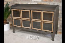 Industrial Style Metal Large Sideboard, Retro Cabinet With Glass Doors