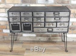 Industrial steampunk style cabinet with drawers, metal drawers vintage style