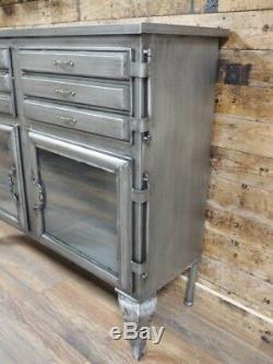 Industrial style metal sideboard, Rustic metal cabinet with storage