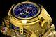 Invicta Men's 56mm Bolt Zeus Tria Gold Plated Blue Choronograph Swiss Watch
