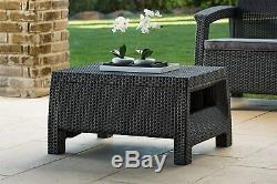 Keter Corfu Rattan Outdoor Garden Furniture Coffee Table Graphite