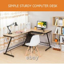 L-shaped Corner Computer Desk PC Writing Gaming Table Workstation Home Office UK