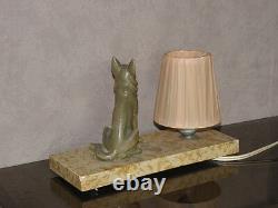 LAMP ART DECO table figurine desck vintage french marble light Licht dog retro