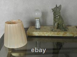 LAMP ART DECO table figurine desck vintage french marble light Licht dog retro