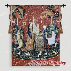 (LARGE) HEARING The Lady & Unicorn Medieval Tapestry Wall Hanging Jacquard Weave