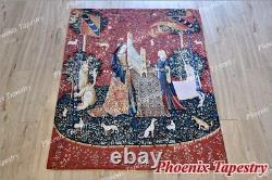 (LARGE) HEARING The Lady & Unicorn Medieval Tapestry Wall Hanging Jacquard Weave