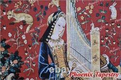 (LARGE) HEARING The Lady & Unicorn Medieval Tapestry Wall Hanging Jacquard Weave