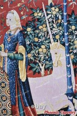 (LARGE) HEARING The Lady & Unicorn Medieval Tapestry Wall Hanging Jacquard Weave