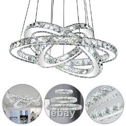 LED Crystal Chandelier 2/3 Ring Ceiling Light Pendant Lighting Lamp