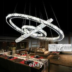 LED Crystal Chandelier 2/3 Ring Ceiling Light Pendant Lighting Lamp