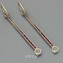 Lab-Created Diamond Art Deco Style Long Tear Drop 925 Silver Gift Earrings