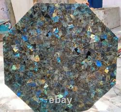 Labradorite Octagon Coffee Center Table Top Gemstone Inlay Arts Garden Decors