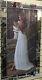 Lady Standing Back Pose In White Dress Picture With Crystals & Mirror Frame