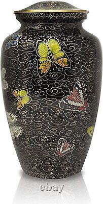 Large Adult Cremation Urn for Human Ashes Butterflies on Rose Floral Home Decor