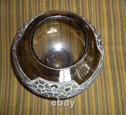 Large Antique Ball Globe Vase Engraved Art Deco Schneider Daum Style